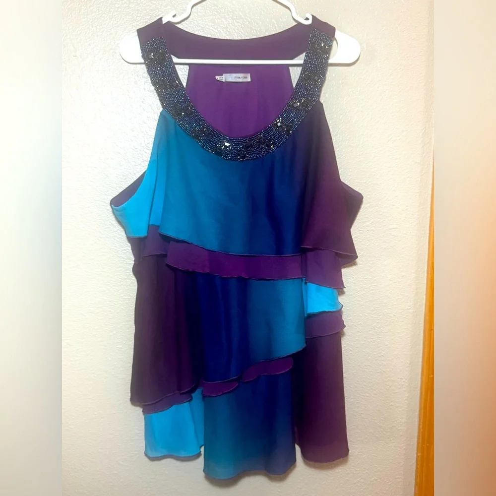Maurices Beaded Ruffle Halter Tank - Picture 1 of 4